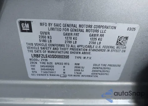 2025 Buick Envision Sport Touring Awd from USA, damaged, VIN LRBFZLE43SD080398